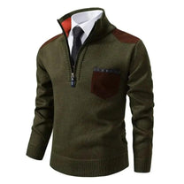 Men&#39;s Pullover With Edge-Zipper-Neck And Long Sleeves