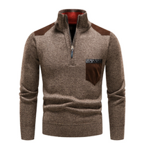 Men&#39;s Pullover With Edge-Zipper-Neck And Long Sleeves
