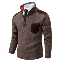 Men&#39;s Pullover With Edge-Zipper-Neck And Long Sleeves