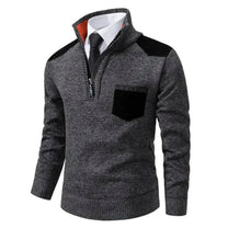Men&#39;s Pullover With Edge-Zipper-Neck And Long Sleeves