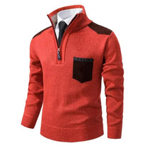 Men&#39;s Pullover With Edge-Zipper-Neck And Long Sleeves