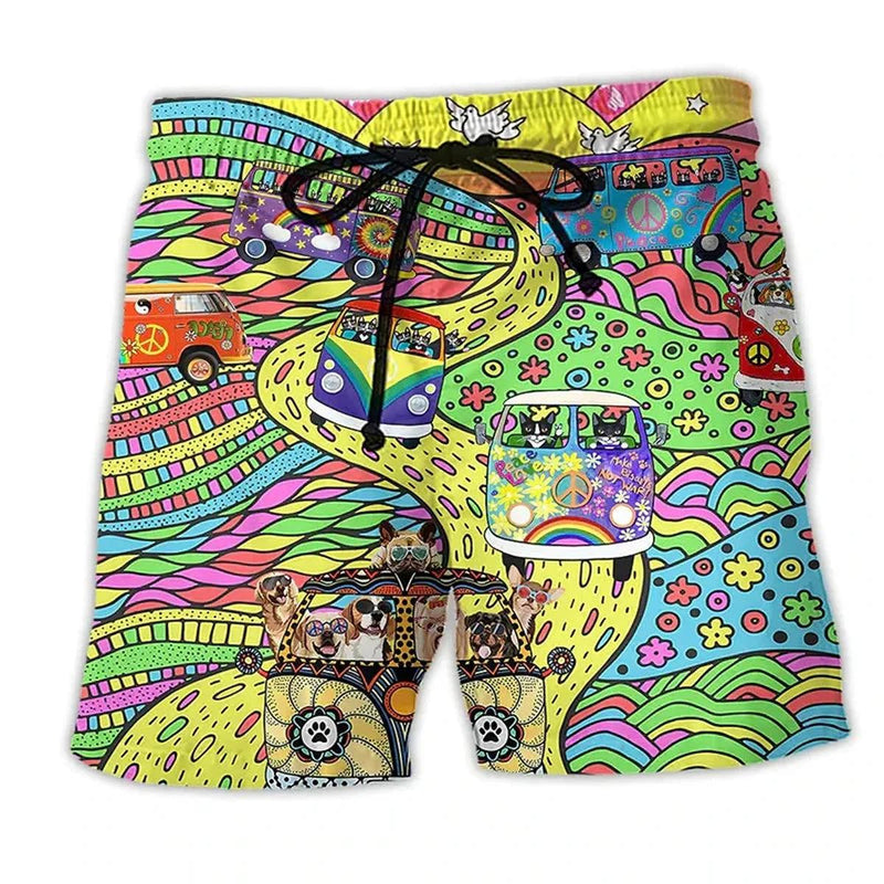 Men&#39;s Quick-Dry Graffiti Print Swim Shorts