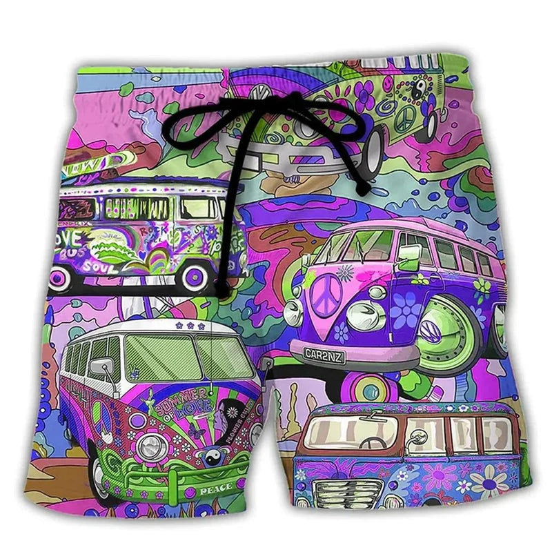 Men&#39;s Quick-Dry Graffiti Print Swim Shorts