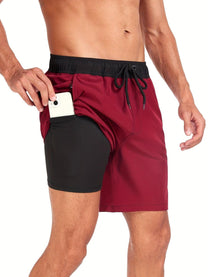 Men&#39;s Quick-Dry Swim Shorts With Stretch And Phone Pocket