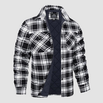Men&#39;s Quilted Lined Flannel Jacket in Classic Check Pattern