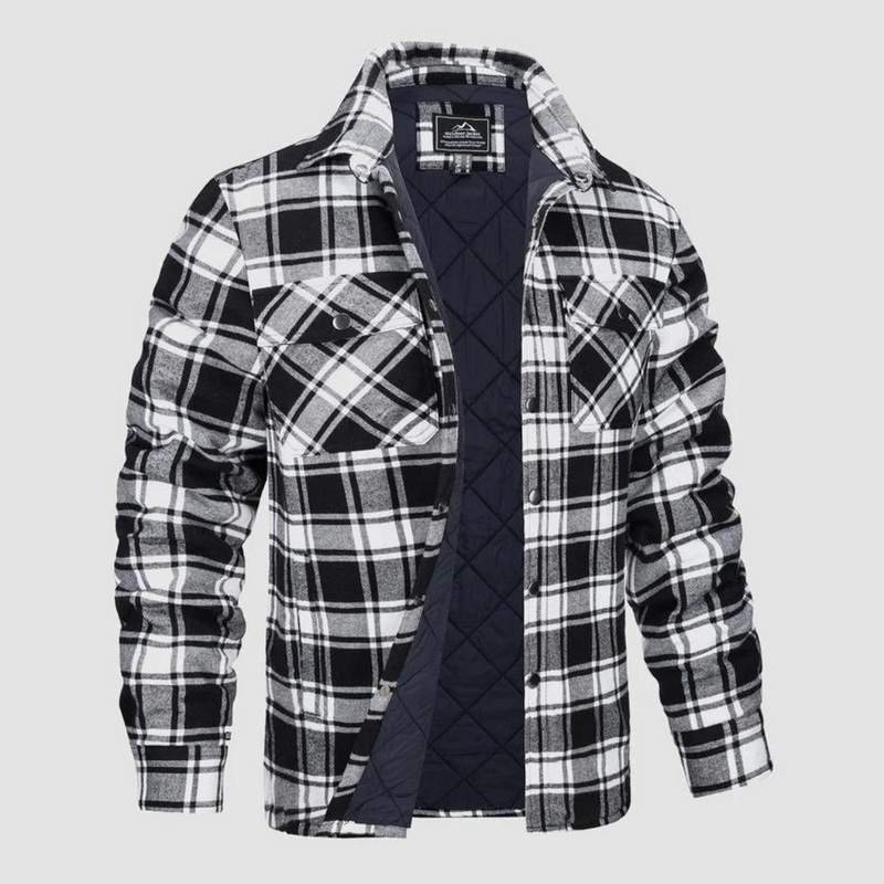Men&#39;s Quilted Lined Flannel Jacket in Classic Check Pattern