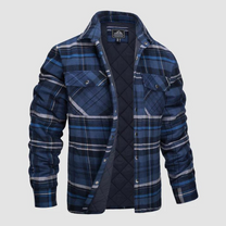 Men&#39;s Quilted Lined Flannel Jacket in Classic Check Pattern