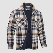 Men&#39;s Quilted Lined Flannel Jacket in Classic Check Pattern