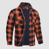 Men&#39;s Quilted Lined Flannel Jacket in Classic Check Pattern