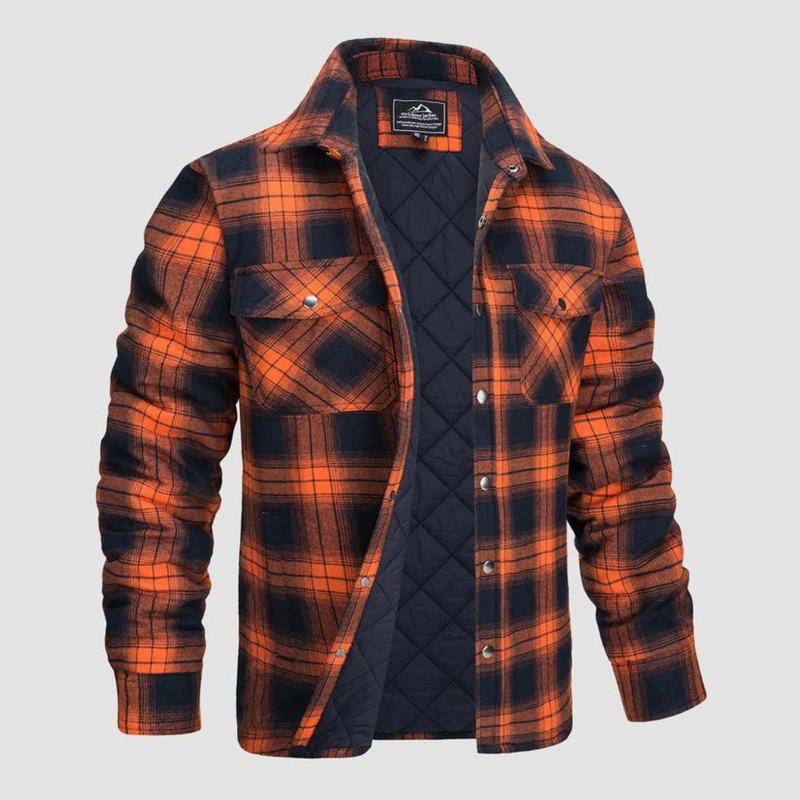 Men&#39;s Quilted Lined Flannel Jacket in Classic Check Pattern