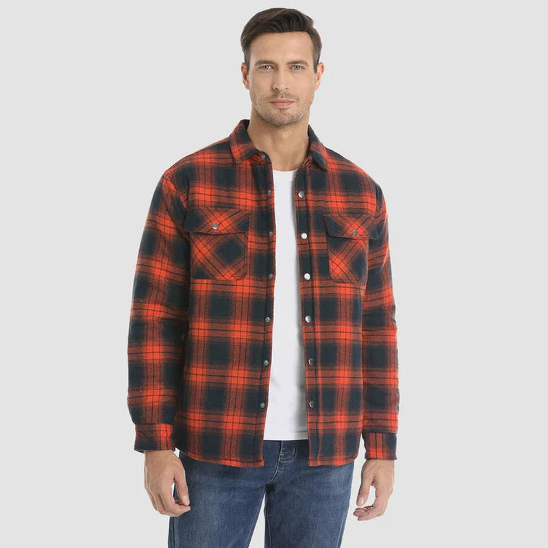 Men&#39;s Quilted Lined Flannel Jacket in Classic Check Pattern
