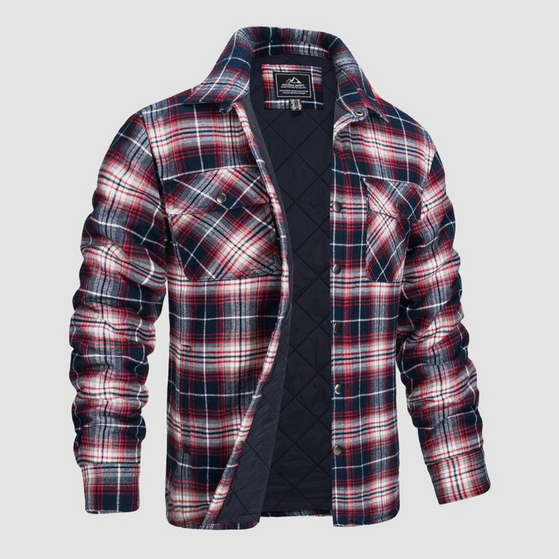 Men&#39;s Quilted Lined Flannel Jacket in Classic Check Pattern