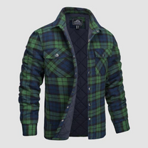 Men&#39;s Quilted Lined Flannel Jacket in Classic Check Pattern