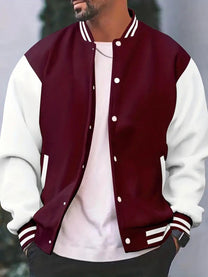Men&#39;s Regular Fit Bomber Jacket With Contrast Sleeves