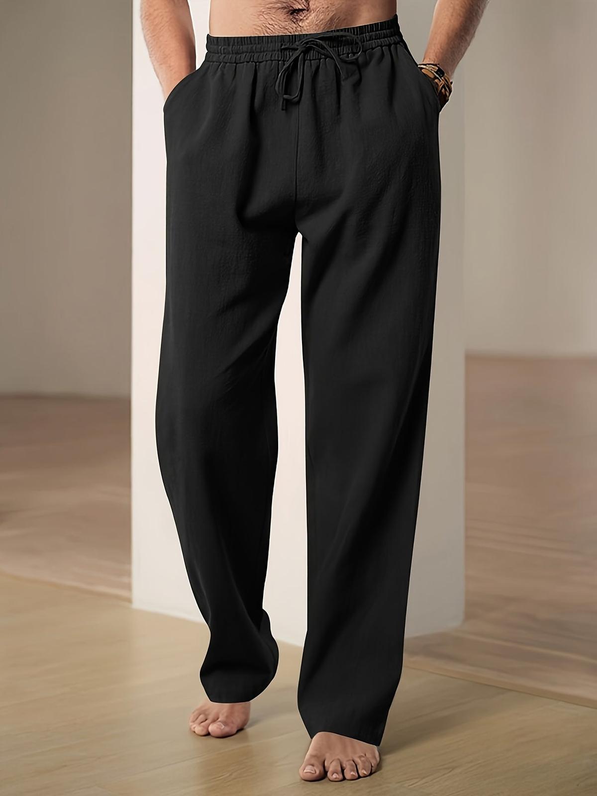 Men&#39;s Relaxed Fit Linen Drawstring Pants
