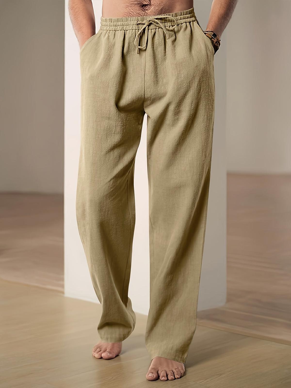 Men&#39;s Relaxed Fit Linen Drawstring Pants