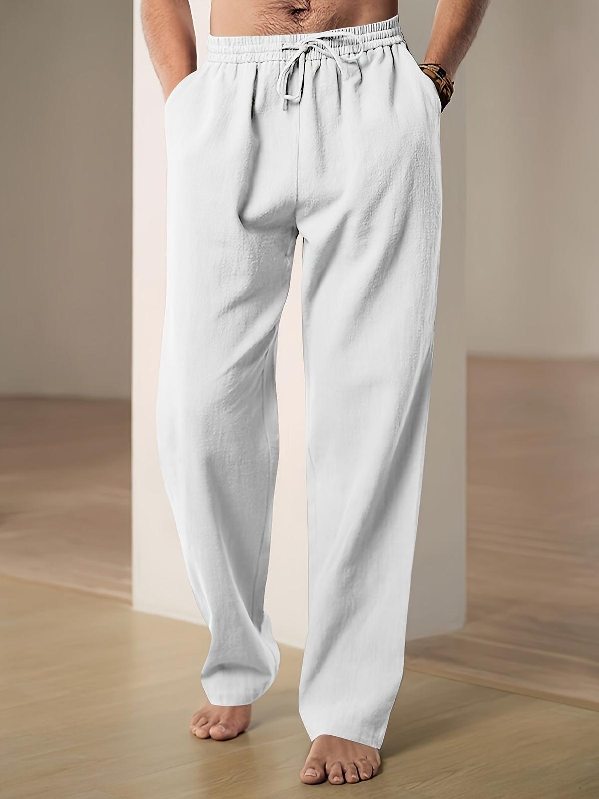 Men&#39;s Relaxed Fit Linen Drawstring Pants