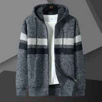Men&#39;s Relaxed Knit Hooded Cardigan With Zip Front