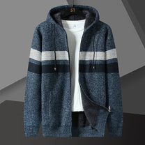 Men&#39;s Relaxed Knit Hooded Cardigan With Zip Front