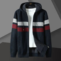 Men&#39;s Relaxed Knit Hooded Cardigan With Zip Front