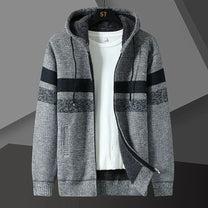 Men&#39;s Relaxed Knit Hooded Cardigan With Zip Front