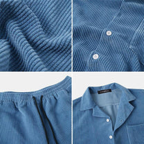 Men&#39;s Ribbed Summer Set - Polo Shirt and Shorts