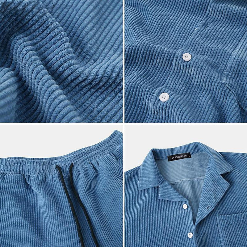 Men&#39;s Ribbed Summer Set - Polo Shirt and Shorts