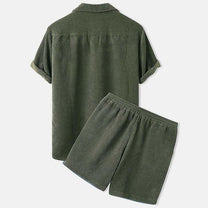 Men&#39;s Ribbed Summer Set - Polo Shirt and Shorts
