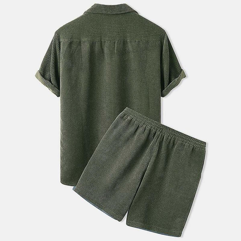 Men&#39;s Ribbed Summer Set - Polo Shirt and Shorts