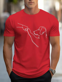 Men&#39;s Round Neck T-Shirt With Dog And Fist Print