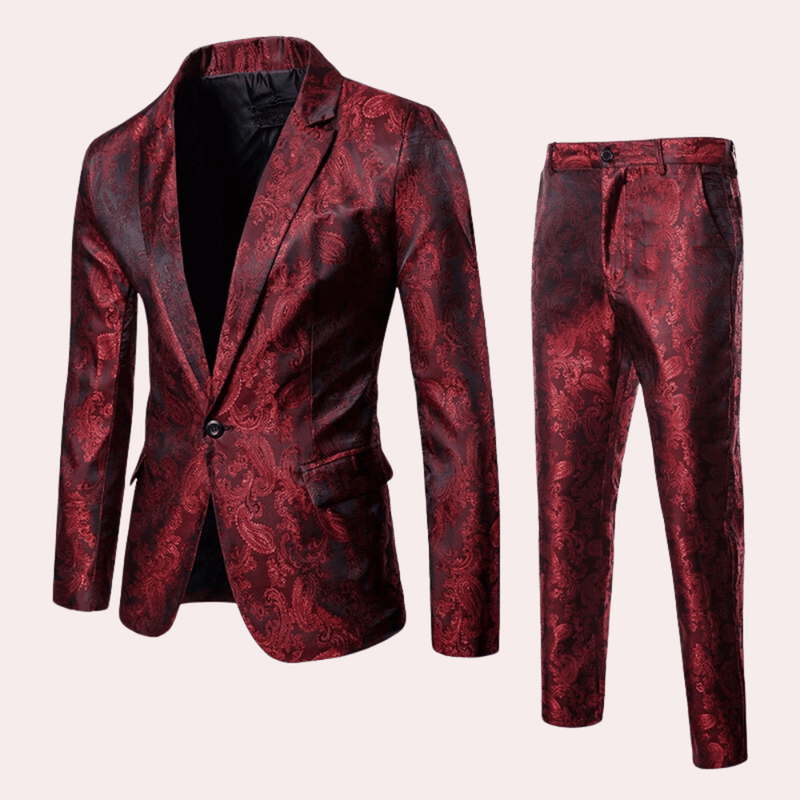 Men&#39;s Shiny Finish Tailored Suit With Bold Pattern