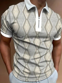 Men&#39;s Short Sleeve Polo Shirt With Zip Closure