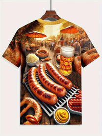 Men&#39;s Short Sleeve T-Shirt With BBQ And Beer Print