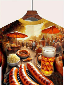 Men&#39;s Short Sleeve T-Shirt With BBQ And Beer Print