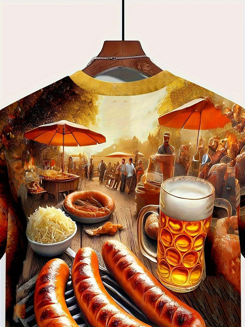Men&#39;s Short Sleeve T-Shirt With BBQ And Beer Print