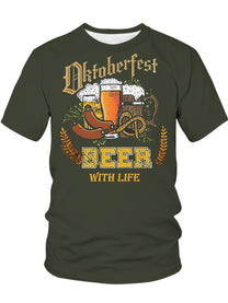 Men&#39;s Short Sleeve T-Shirt With Oktoberfest Beer Print