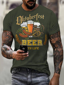 Men&#39;s Short Sleeve T-Shirt With Oktoberfest Beer Print