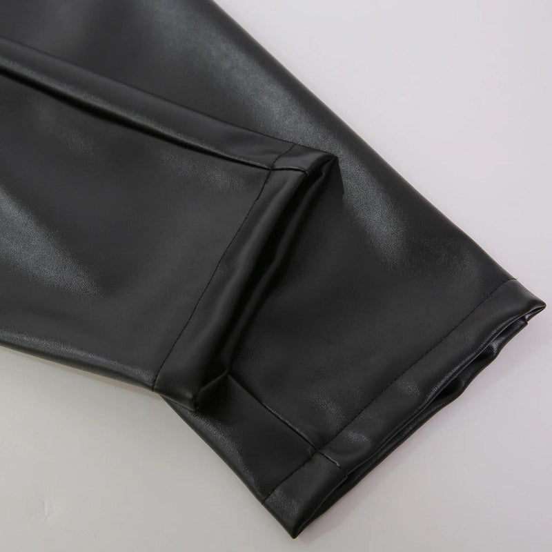 Men&#39;s Skinny Fit Elastic Leather Pants