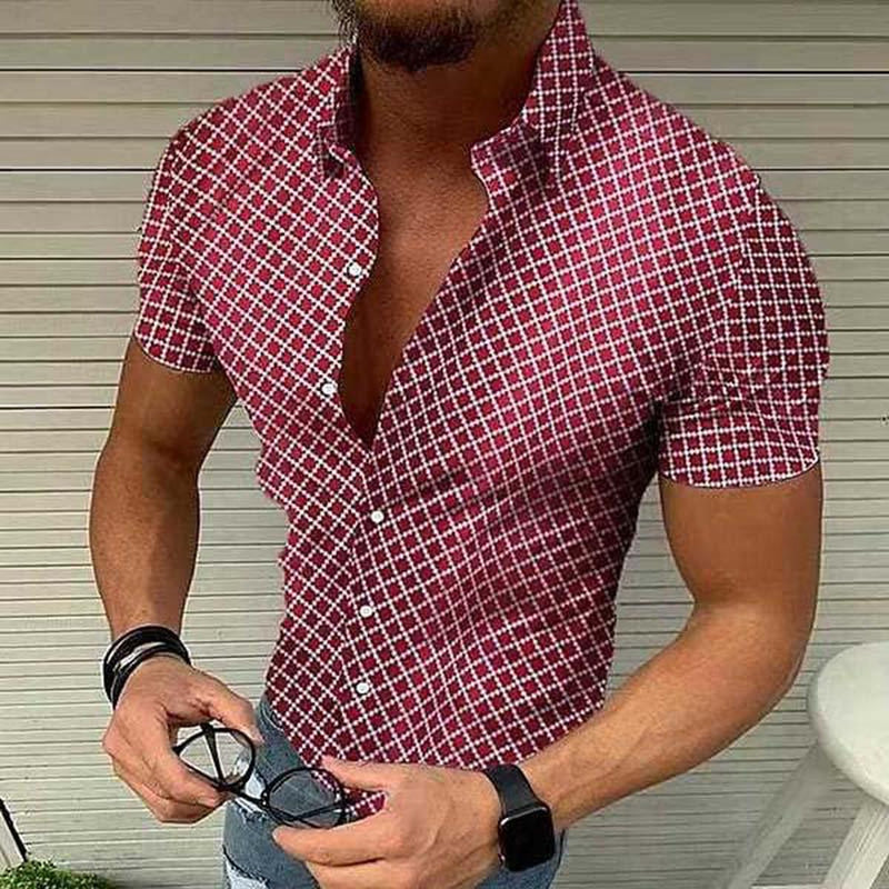 Men&#39;s Slim Fit Checked Button-Up Shirt