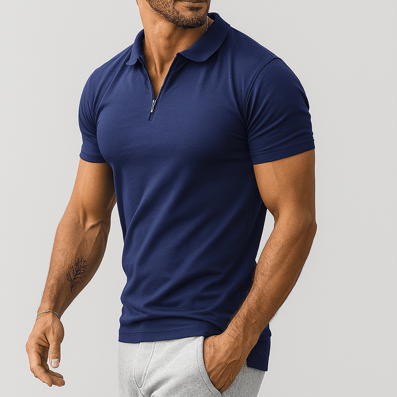 Men&#39;s Slim Fit Half-Zip Polo Shirt