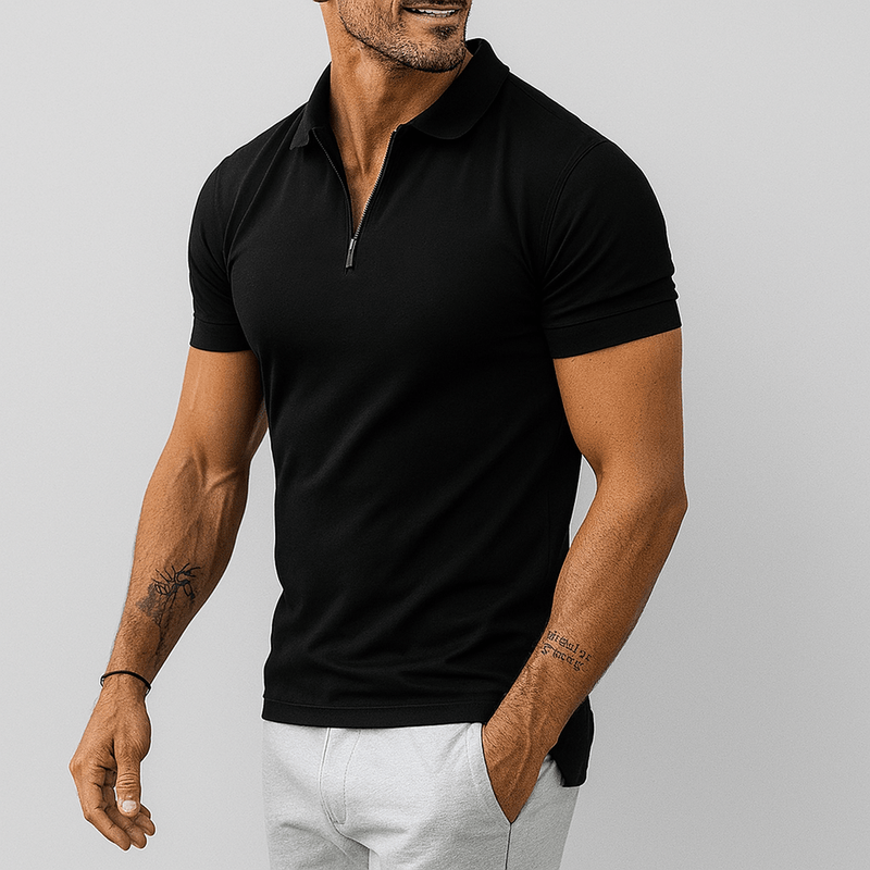 Men&#39;s Slim Fit Half-Zip Polo Shirt