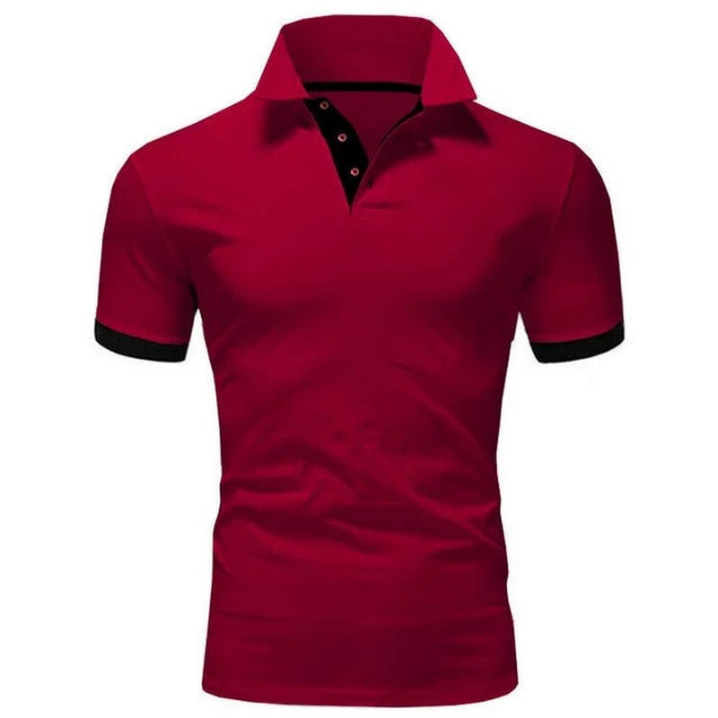 Men&#39;s Slim Fit Polo Shirt with Unique Patchwork Design
