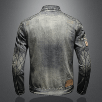 Men&#39;s Slim Fit Quilted Shoulder Denim Jacket