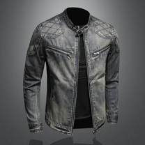 Men&#39;s Slim Fit Quilted Shoulder Denim Jacket