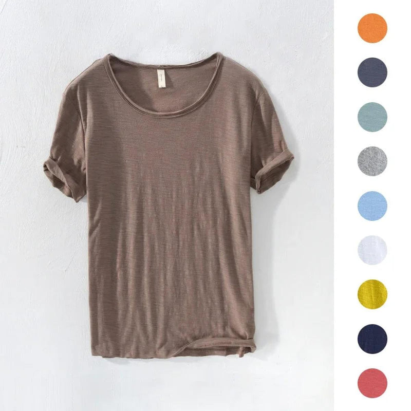 Men&#39;s Slim Fit Rolled Sleeve Crew Neck T-Shirt