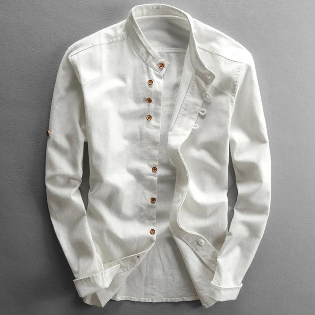 Men&#39;s Slim Fit Stand-Up Collar Shirt