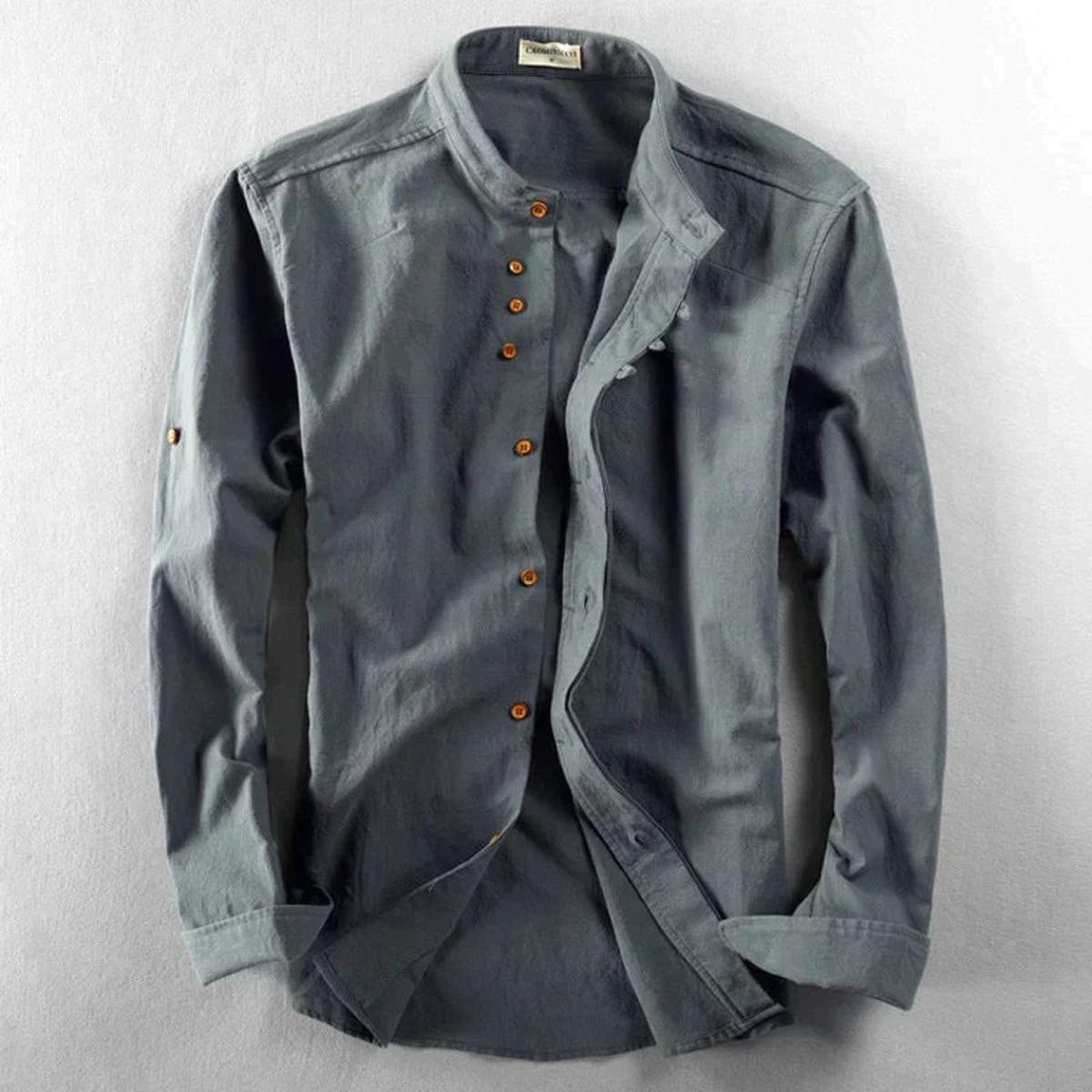 Men&#39;s Slim Fit Stand-Up Collar Shirt