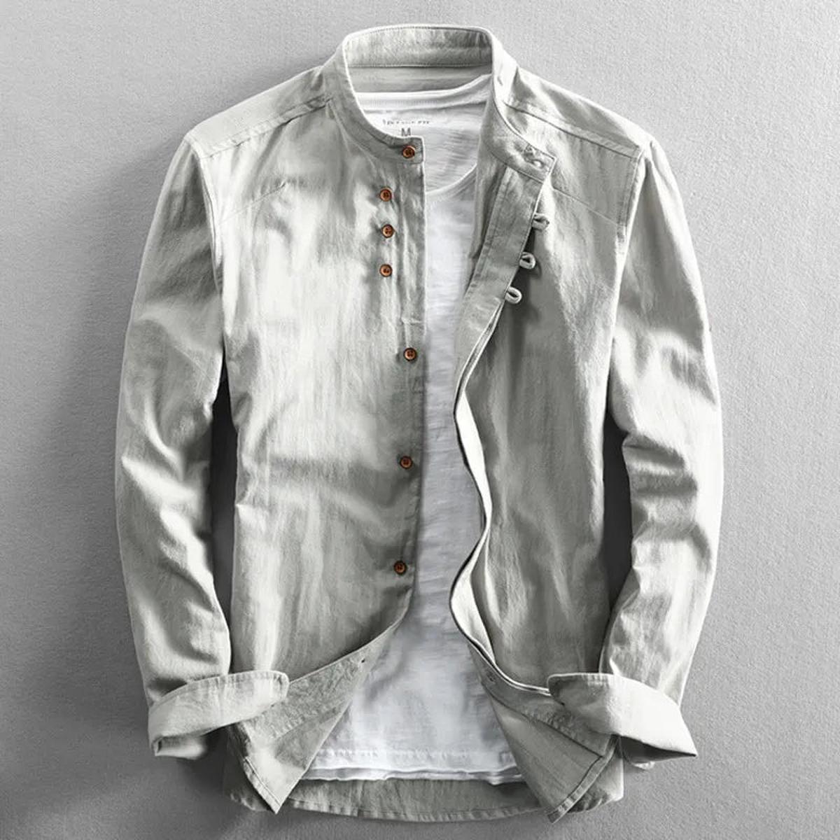 Men&#39;s Slim Fit Stand-Up Collar Shirt
