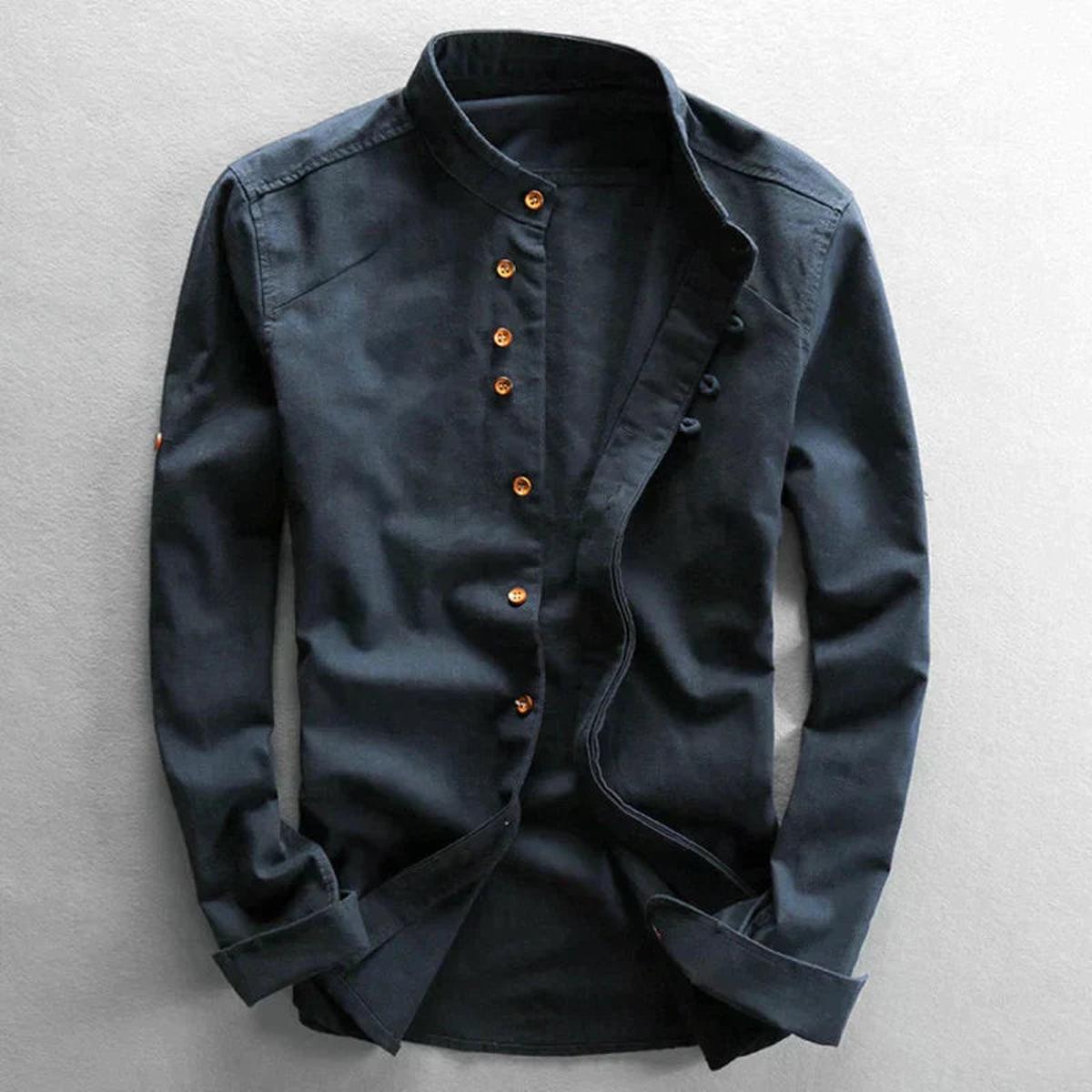 Men&#39;s Slim Fit Stand-Up Collar Shirt