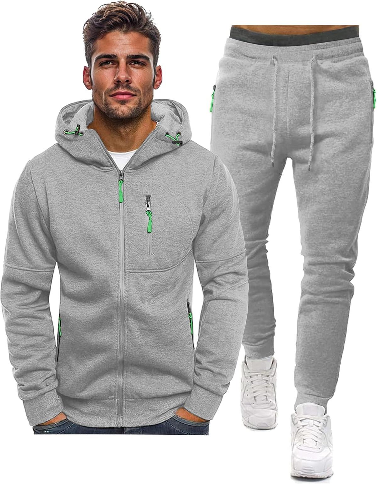 Men&#39;s Slim-Fit Tracksuit Set With Pullover And Pants